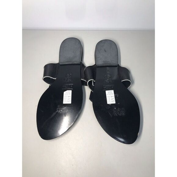 Lulu Guinness Black White Leather Tux Slides Sandals Women’s Sz 37.5M US/7M US - Picture 14 of 14